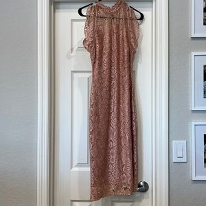 Blush Lace Midi Dress